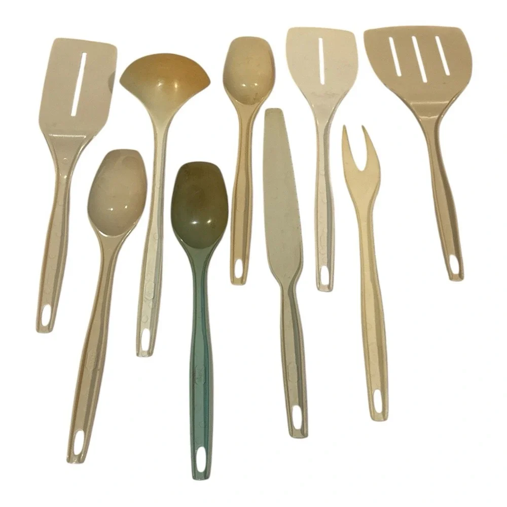 Vtg  Foley nylon plastic kitchen utensils Lot Of 9 Used Serving Spoons  & More